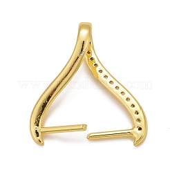 Rack Plating Brass Micro Pave Cubic Zirconia Ice Pick Pinch Bails&nbsp;LS-KK-B056-01G