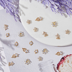 20Pcs 5 Style Brass Micro Pave Clear Cubic Zirconia Cabochons&nbsp;KK-DC0003-25