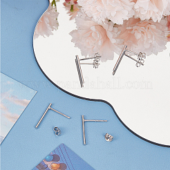 4 Pairs 2 Styles Simple Design 925 Sterling Silver Ear Studs&nbsp;STER-BBC0007-34