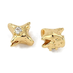 Brass Micro Pave Cubic Zirconia Beads&nbsp;KK-P283-21G
