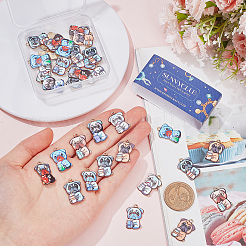 36Pcs 9 Colors Printed Alloy Enamel Pendants&nbsp;ENAM-SC0005-42