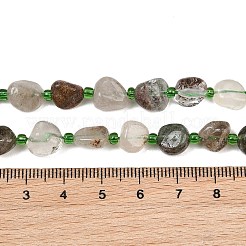 Natural Green Lodolite Quartz/Garden Quartz/Green Phantom Quartz Beads Strands&nbsp;GG-CBA3A44-C05-02