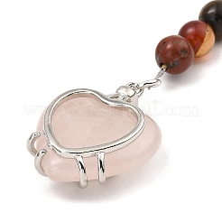 Natural Rose Quartz Heart Keychain&nbsp;G-Z033-11P-01