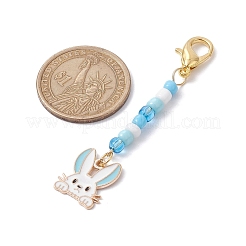 4Pcs 4 Colors Rabbit Head Alloy Enamel Pendant Decorations&nbsp;HJEW-JM01699