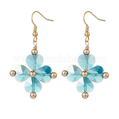 Bling Glass Clover Dangle Earrings&nbsp;EJEW-JE05196