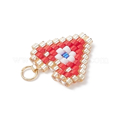 Glass Seed Beads Beaded Heart with Eye Pendants&nbsp;PALLOY-MZ01047