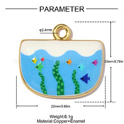 Printed Brass with Enamel Pendants&nbsp;KK-OY001-73G