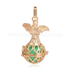 Golden Plated Brass Hollow Round Cage Pendants&nbsp;KK-J251-10G