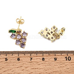 Brass Pave Cubic Zirconia Stud Dangle Earrings&nbsp;CU-CBA2AB4-02G