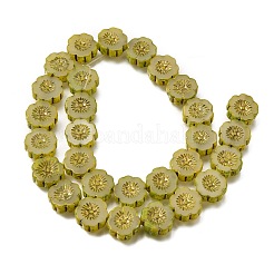 Picasso Baking Paint & Golden Metal Enlaced Glass Beads Strands&nbsp;GL-CBA98F0-04A