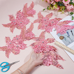 4Pcs Flower & Leaf Polyester and Plastic Applqiues&nbsp;PATC-CY0001-49B