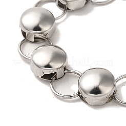 Non-Tarnish 304 Stainless Steel Flat Round Link Chain Bracelet&nbsp;BJEW-Q776-02D-01