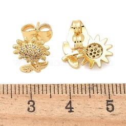 Brass Micro Pave Clear Cubic Zirconia Stud Earrings&nbsp;EJEW-D305-09G
