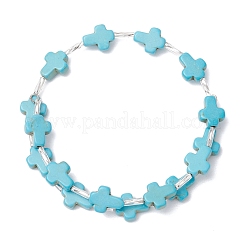 Dyed Synthetic Turquoise Beads Bangles for Women&nbsp;BJEW-JB11903