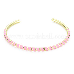 Twisted Brass Enamel Cuff Bangle&nbsp;BJEW-T020-02-NF