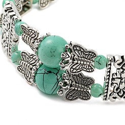 Synthetic Turquoise Beaded Double Layer Multi-strand Bracelet&nbsp;KL0970