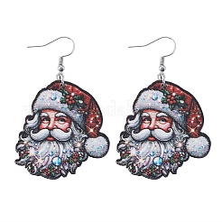 Both Sides Printed Wood Dangle Earrings&nbsp;FS-WG7A59A-01