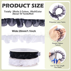 2Rolls 2 Colors Floral Polyester Lace Ribbon&nbsp;OCOR-TA0002-66