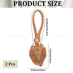 2Pcs Handmade Macrame Leaf Curtain Tiebacks&nbsp;AJEW-CN0003-65B