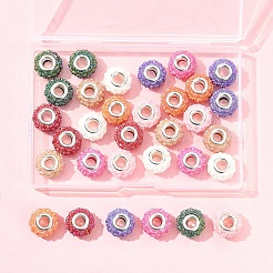 32Pcs 8 Colors AB Color Resin Rose Flower European Beads&nbsp;RESI-FS0002-04