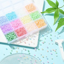 144G 12 Colors 6/0 Imitation Jade Glass Seed Beads&nbsp;SEED-YW0002-29
