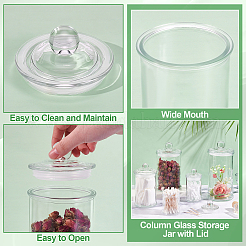 Column Glass Storage Jar with Lid&nbsp;AJEW-WA0004-78