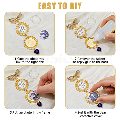 Tibetan Style Alloy & Glass Flat Round Photo Bouquet Hanging Ornaments&nbsp;DIY-WH0622-574G