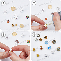 60Pcs 2 Colors 304 Stainless Steel Stud Earring Settings&nbsp;STAS-BBC0009-85