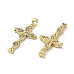 Brass Micro Pave Clear Cubic Zirconia Pendants&nbsp;KK-H466-09G-01