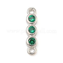 Brass Pave Cubic Zirconia Three Flat Round Links Connector Charms&nbsp;KK-P277-52B-A