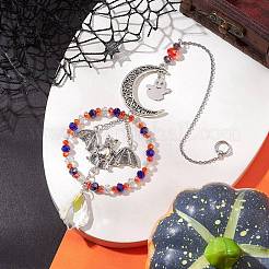 Halloween Ghost Bat Moon Alloy Hanging Ornaments&nbsp;HJEW-TA00174