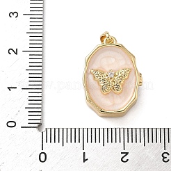 Oval with Butterfly Brass Enamel Locket Pendants&nbsp;KK-P334-18G-02