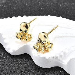 Octopus Brass Micro Pave Cubic Zirconia Stud Earrings&nbsp;EJEW-H157-02G