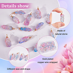 16Pcs Electroplated Raw Rough Natural Quartz Crystal Pendants&nbsp;PALLOY-AB00115