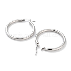 Non-Tarnish Ring 304 Stainless Steel Hoop Earrings for Women Men&nbsp;EJEW-B049-01D-P