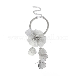 Flower Alloy Rhinestone Pendant Necklaces for Women&nbsp;NJEW-Z043-02P