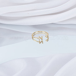 1Pc Brass Micro Pave Clear Cubic Zirconia Open Cuff Rings for Women&nbsp;RJEW-LP0002-37N