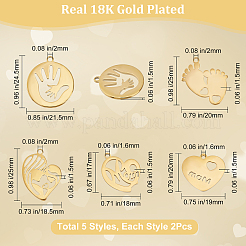 10Pcs 5 Style Mother's Day 304 Stainless Steel Pendants&nbsp;STAS-BBC0001-26