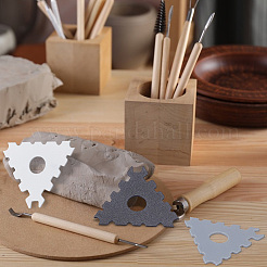 3Pcs 3 Colors Plastic All-in-One Pottery Trimming Tools&nbsp;CELT-UN0001-07