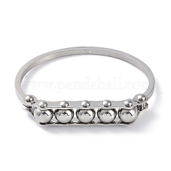 Non-Tarnish Round Beaded 304 Stainless Steel Bangles&nbsp;BJEW-G700-08P