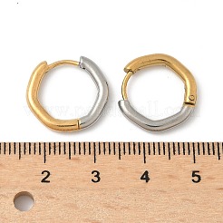 304 Stainless Steel Two Tone Hoop Earrings&nbsp;EJEW-P313-01B-G
