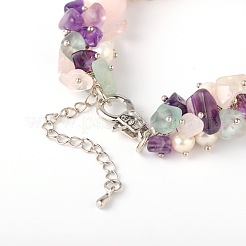 Natural Gemstone Chips Bracelets&nbsp;X-BJEW-JB01616-01
