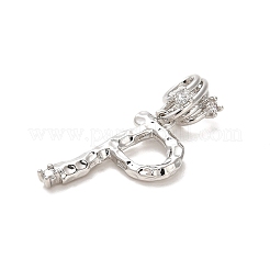 Rack Plating Brass Micro Pave Cubic Zirconia European Dangle Charms&nbsp;KK-L210-015P-P