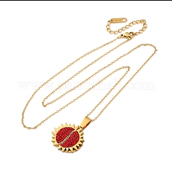 304 Stainless Steel Polymer Clay Rhinestones Sun Openable Pendant Necklaces for Women&nbsp;NJEW-Z065-10G-02