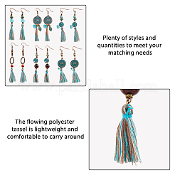 6 Pairs 6 Styles Ethnic Polyester Tassel Dangle Earrings&nbsp;EJEW-FI0003-03