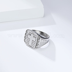 304 Stainless Steel Signet Finger Rings for Men&nbsp;WG22234-01