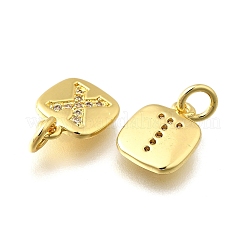 26Pcs Brass Micro Pave Cubic Zirconia Charms&nbsp;KK-R218-03G