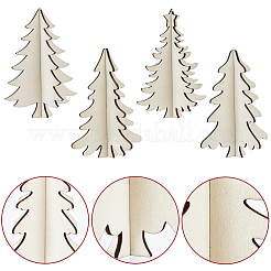 4 Styles Christmas Theme Unfinished Wood Solid Display Decorations&nbsp;DJEW-WH20002-21A