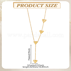 1Pc Stainless Steel Heart Tassel Y Pendants Necklaces for Women&nbsp;NJEW-LP0003-14