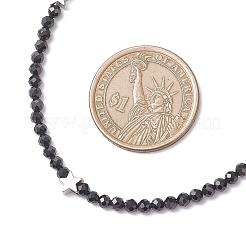 Brass and Faceted Round Natural Black Spinel Beaded Necklaces for Women&nbsp;NJEW-JN05657-01
